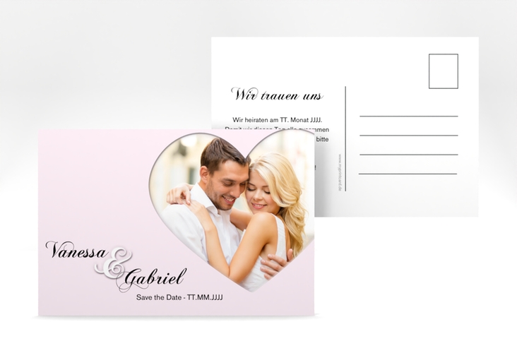 Save the Date-Postkarte Sweetheart A6 Postkarte rosa