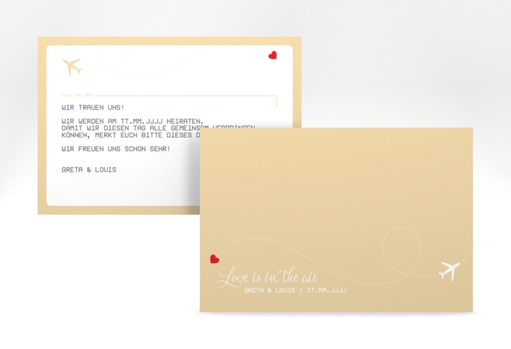 Save the Date-Karte Weddingpass A6 Karte quer beige