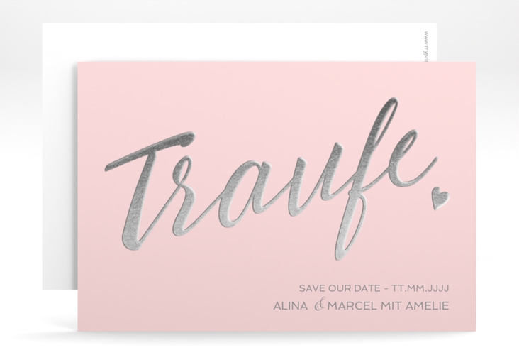 Save the Date-Karte Traufe A6 Karte quer rosa