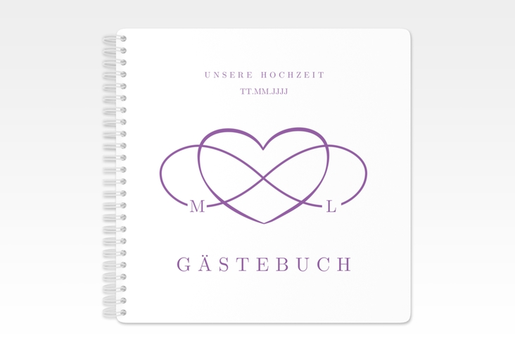 Gästebuch Hochzeit Infinity Ringbindung lila