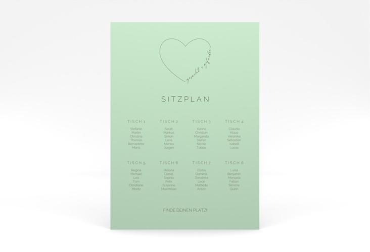 Sitzplan Poster Hochzeit Lebenstraum 50 x 70 cm Poster mint