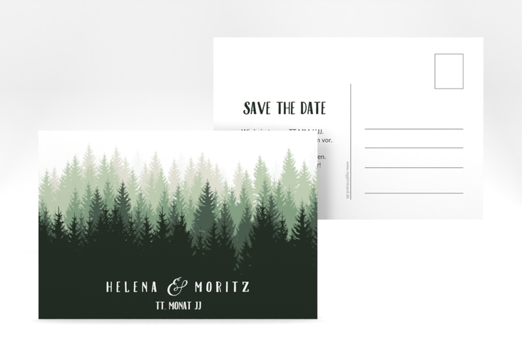 Save the Date-Postkarte Forest A6 Postkarte gruen