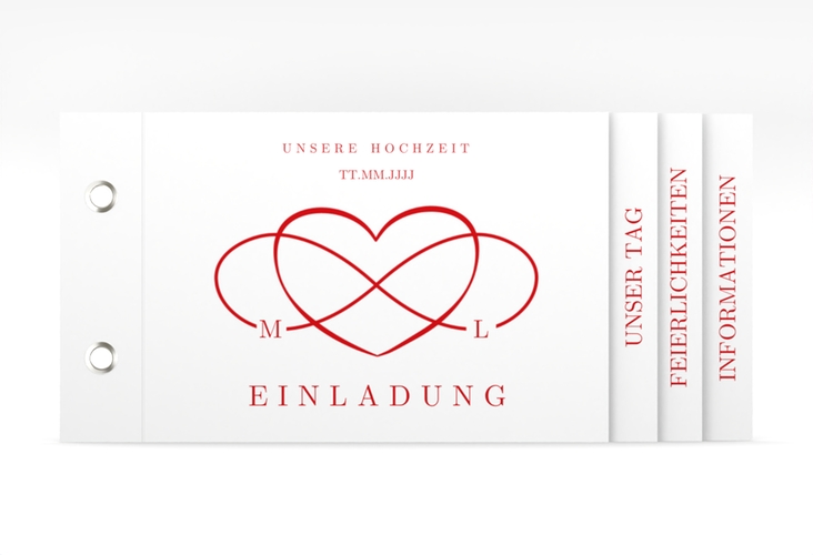 Hochzeitseinladung Infinity Booklet rot