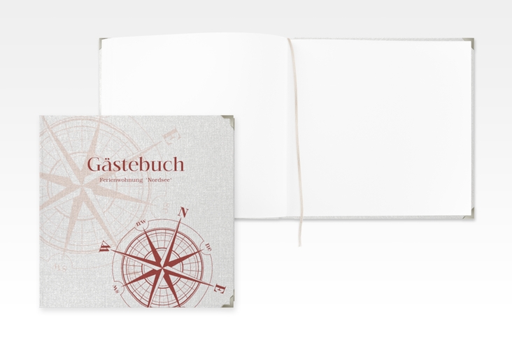 Gästebuch Selection Ferienwohnung Nordsee Leinen-Hardcover rot mit Windrose