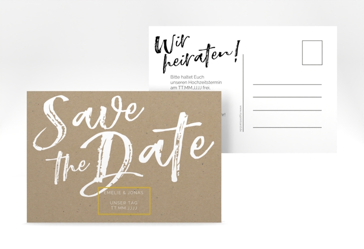 Save the Date-Postkarte Words A6 Postkarte Kraftpapier