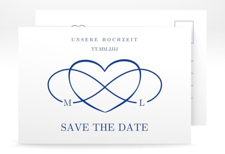 Save the Date-Postkarte Infinity A6 Postkarte blau