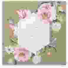 Gästebuch Selection Hochzeit Graceful Leinen-Hardcover Kraftpapier mit Rosenblüten in Rosa und Weiß