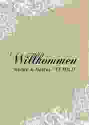 Willkommensschild Poster Lace 50 x 70 cm Poster beige in Leinen-Optik mit weißer Spitze