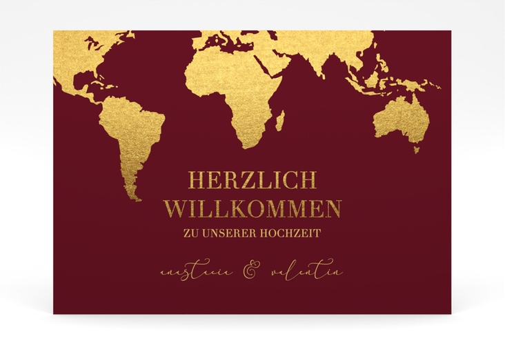 Willkommensschild Poster Traumziel 70 x 50 cm Poster rot im Reisepass-Design