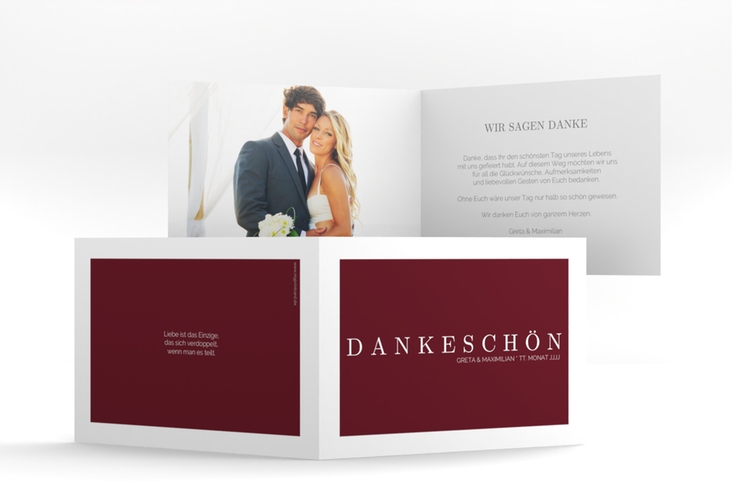 Dankeskarte Hochzeit Simply A6 Klappkarte quer rot