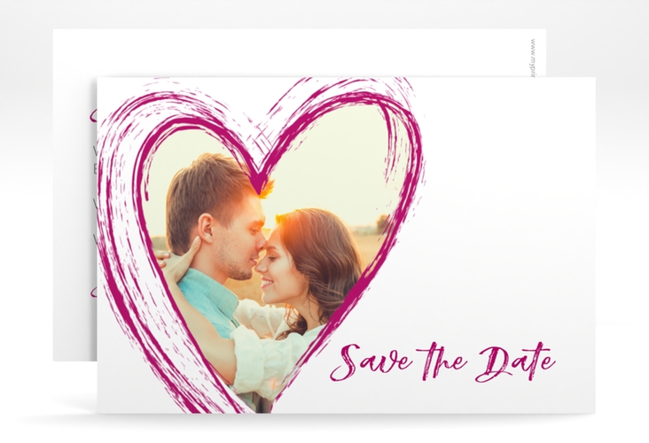 Save the Date-Karte Liebe A6 Karte quer pink