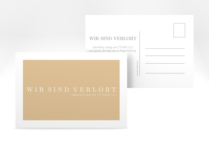 Verlobungskarte Hochzeit Simply A6 Postkarte beige