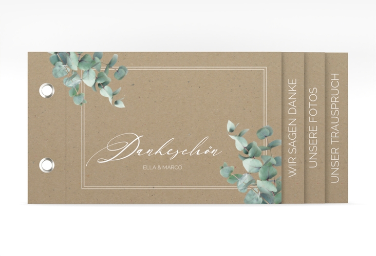 Danksagungskarte Hochzeit Eucalypt Booklet Kraftpapier mit Eukalyptus und edlem Rahmen