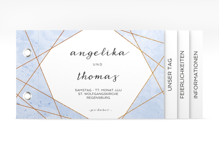 Hochzeitseinladung Asymmetry Booklet blau