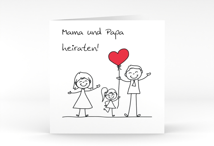 Hochzeitseinladung Familia quadr. Klappkarte weiss