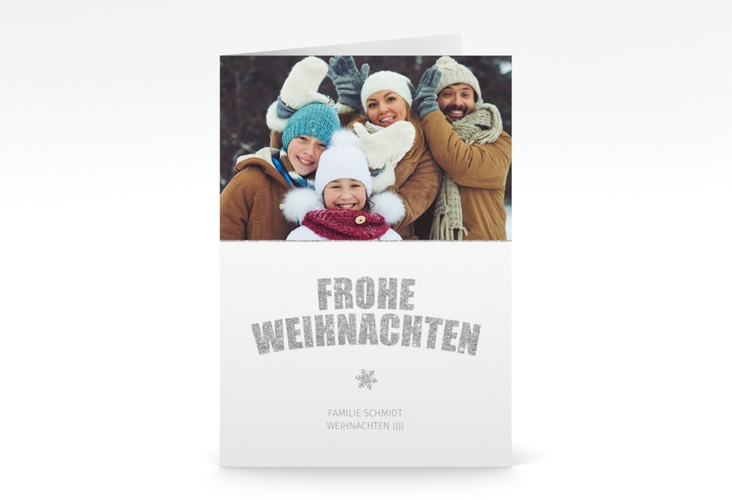 Weihnachtskarte Festtag A6 Klappkarte hoch weiss zum Personalisieren mit Foto