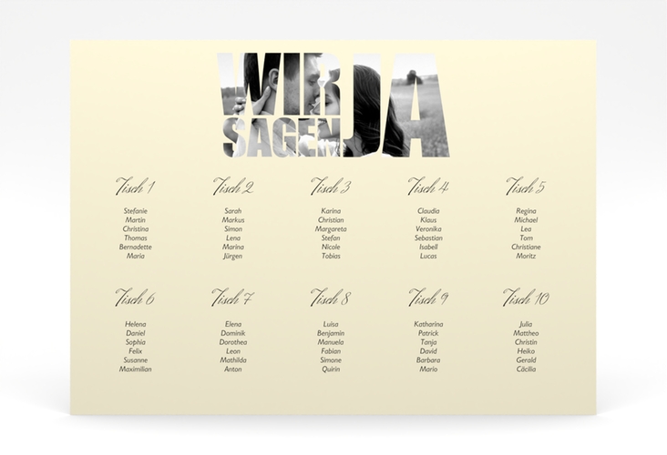 Sitzplan Poster Hochzeit Letters 70 x 50 cm Poster beige