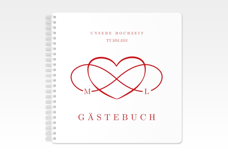 Gästebuch Hochzeit Infinity Ringbindung rot