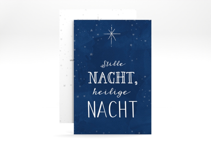 Geschäftliche Weihnachtskarte Weihnachtszeit A6 Karte hoch blau mit Stern am Nachthimmel