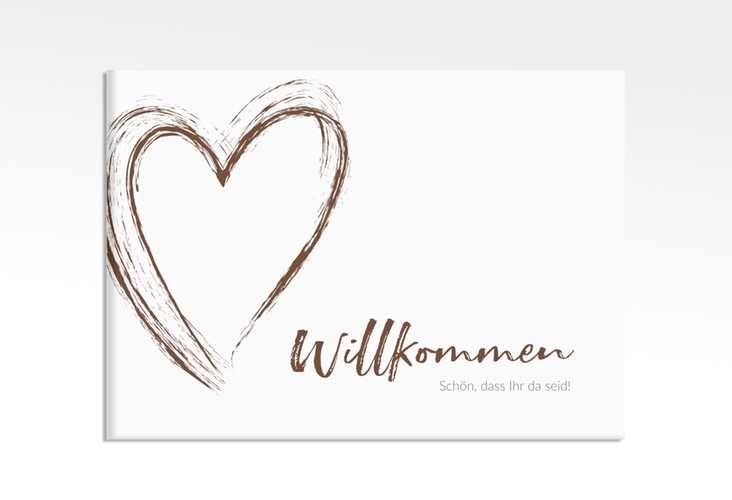 Willkommensschild Leinwand Liebe 70 x 50 cm Leinwand braun