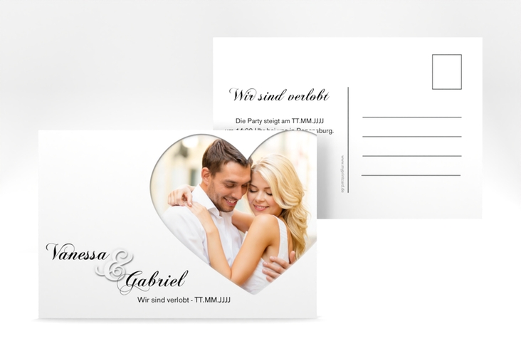 Verlobungskarte Hochzeit Sweetheart A6 Postkarte weiss