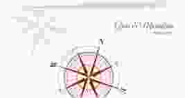 Danksagung Hochzeit  Windrose lange Klappkarte quer rot