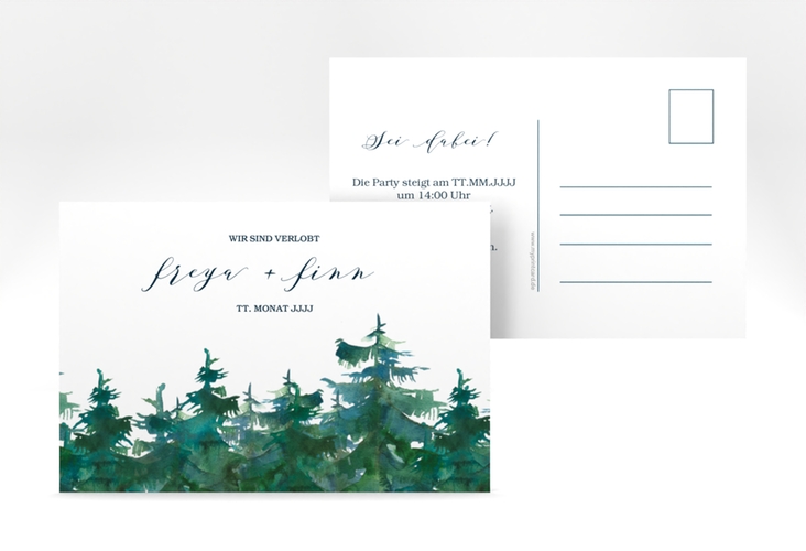 Verlobungskarte Hochzeit Evergreen A6 Postkarte weiss