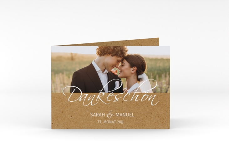 Dankeskarte Hochzeit Big Picture A6 Klappkarte quer hochglanz mit Foto des Brautpaars