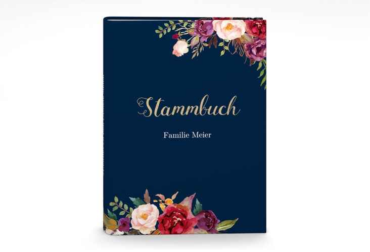 Stammbuch A5 Flowers Stammbuch A5 blau mit bunten Aquarell-Blumen