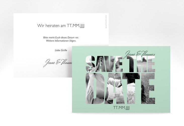 Save the Date-Karte Hochzeit Letters A6 Karte quer mint