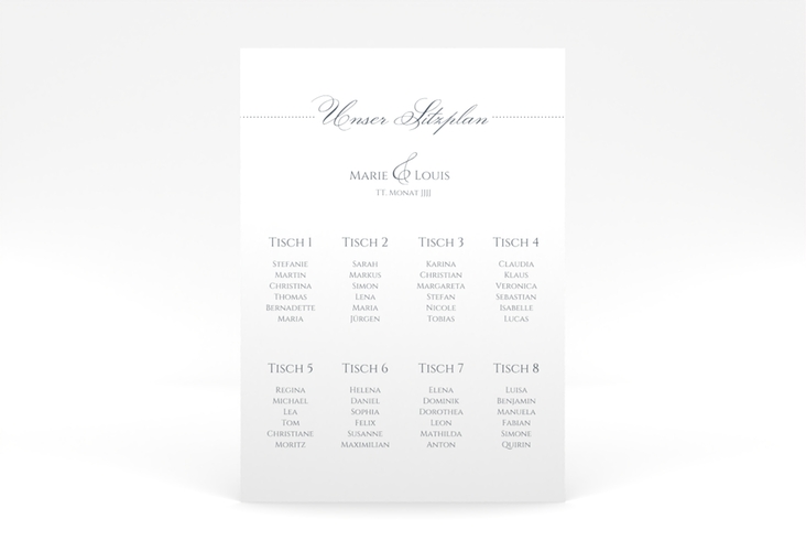 Sitzplan Poster Hochzeit Pure 50 x 70 cm Poster grau