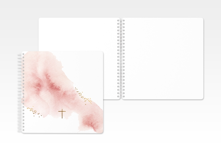 Gästebuch Konfirmation Sacrament Ringbindung rosa