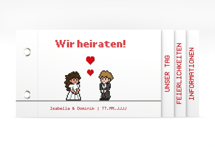 Hochzeitseinladung Pixel Booklet weiss