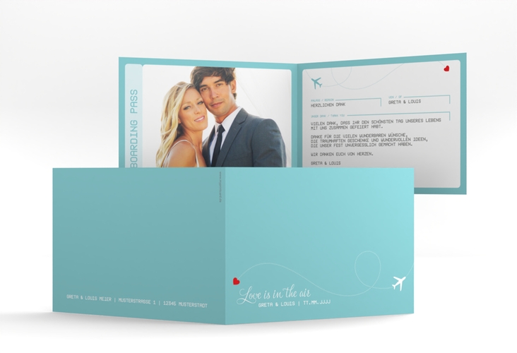 Dankeskarte Hochzeit Weddingpass A6 Klappkarte quer