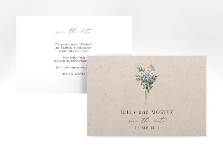 Save the Date-Karte Sträußchen A6 Karte quer mit kleinem Blumenbouquet im Nostalgie-Design