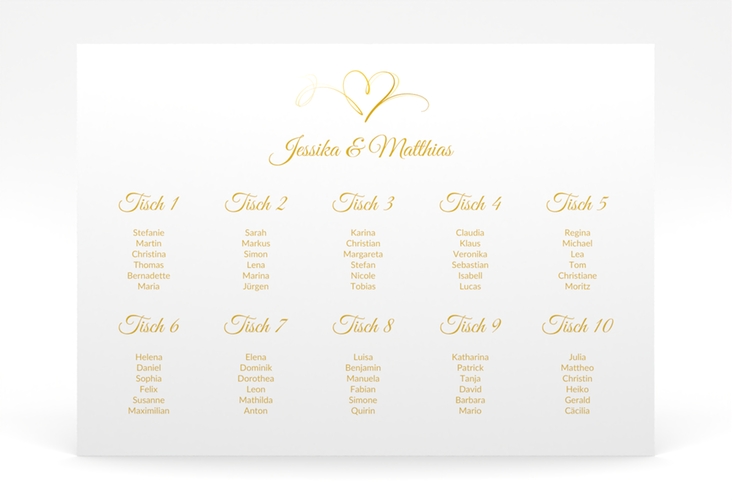 Sitzplan Poster Hochzeit Envie 70 x 50 cm Poster gold