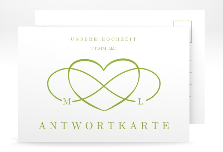 Antwortkarte Hochzeit Infinity A6 Postkarte gruen