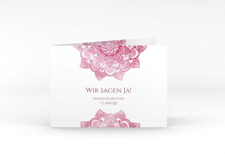 Hochzeitseinladung Delight A6 Klappkarte quer pink