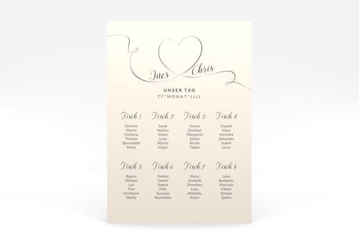 Sitzplan Poster Hochzeit Dolce 50 x 70 cm Poster beige