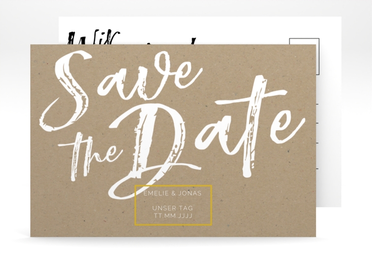 Save the Date-Postkarte Words A6 Postkarte Kraftpapier