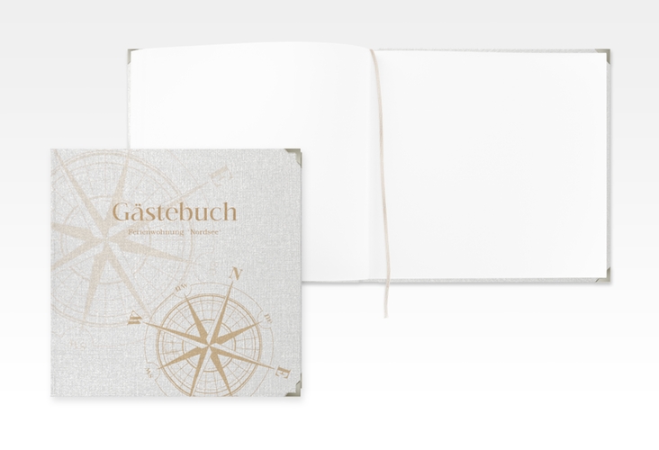 Gästebuch Selection Ferienwohnung Nordsee Leinen-Hardcover beige mit Windrose