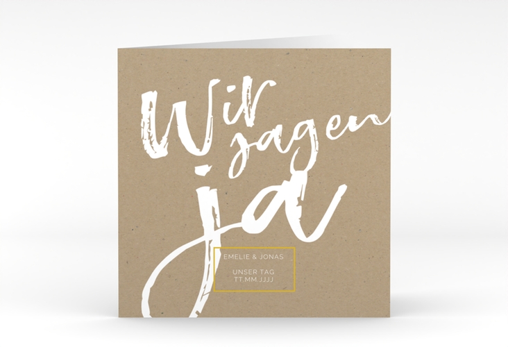 Hochzeitseinladung Words quadr. Klappkarte Kraftpapier modern mit Brush-Schrift