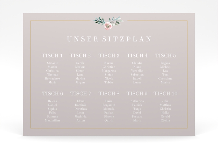 Sitzplan Poster Hochzeit Symphonie 70 x 50 cm Poster rosa