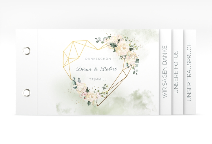 Danksagungskarte Hochzeit Adore Booklet gruen