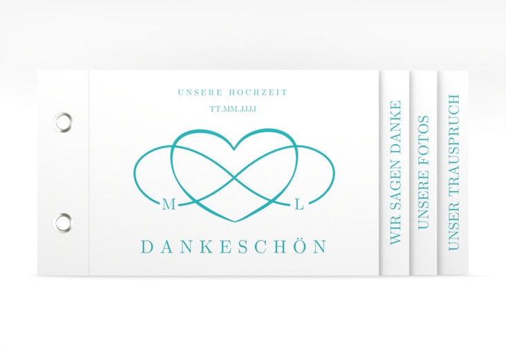 Dankeskarte Hochzeit Infinity Booklet tuerkis