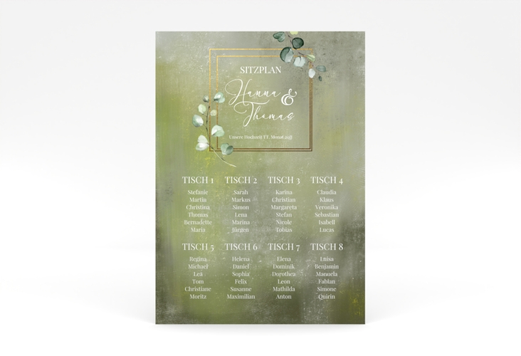 Sitzplan Poster Hochzeit Jade 50 x 70 cm Poster gruen