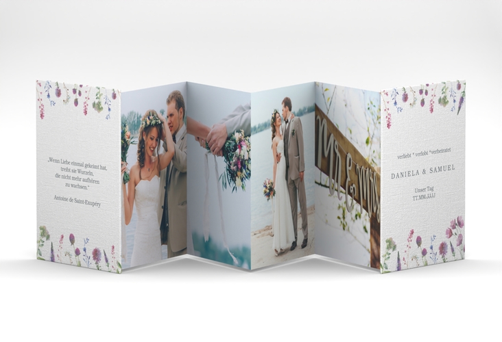 Foto-Leporello Hochzeit Wildblumen Leporello weiss