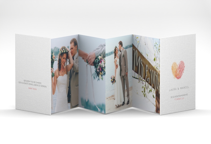 Foto-Leporello Hochzeit Fingerprint Leporello rot schlicht mit Fingerabdruck-Motiv