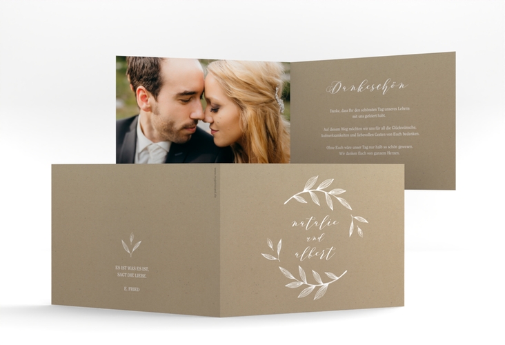 Dankeskarte Hochzeit Naturelove A6 Klappkarte quer weiss