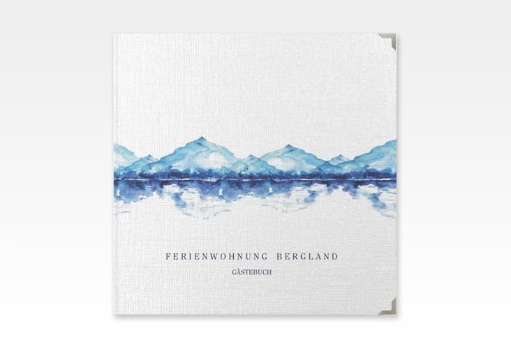 Gästebuch Selection Ferienwohnung Bergland Leinen-Hardcover blau mit Gebirgslandschaft